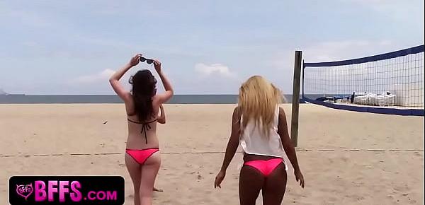  Beach volleyball babes in an awesome group fuck